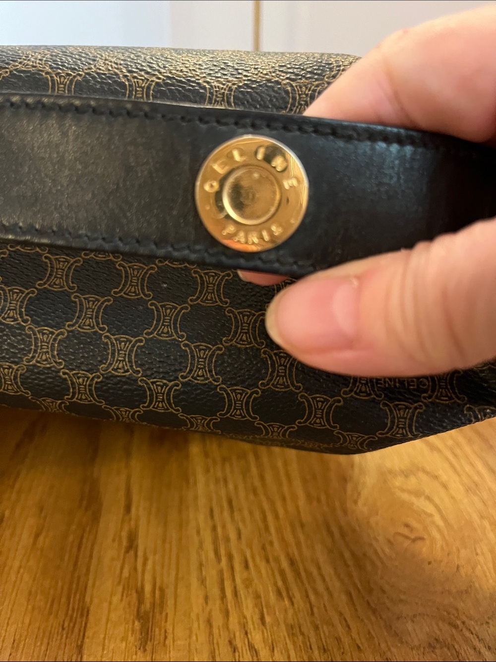 CELINE Brown Patterned Bag with Gold Accents - Picture 5 of 14